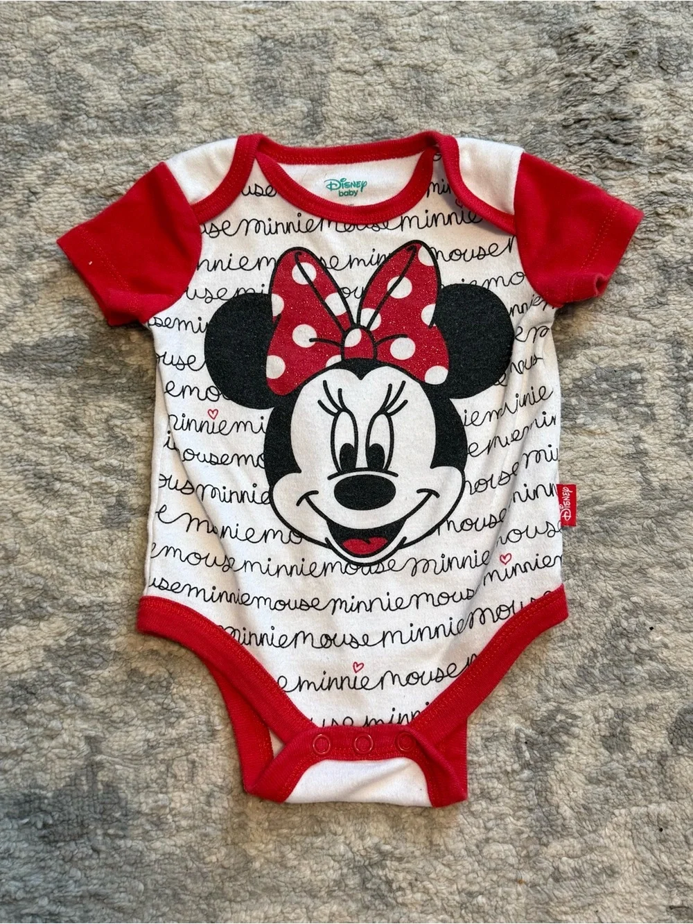 Disney Baby Minnie Mouse Bodysuit Set Newborn 0-3M 2 Pack Yellow Red Outfit
